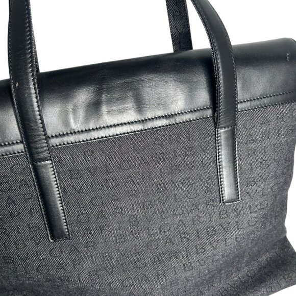 💎✨Beautiful✨💎Authentic BVLGARI Logo Mania Canvas Leather Tote Bag - Picture 12 of 16